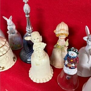 Charming Holiday Figurine Set - Cream, White, and Silver bells, 18 total